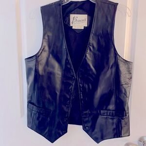 Bermans  Vintage Leather Bikers Truckers Vest 5 Buttons Lined Pockets SZ 40 L